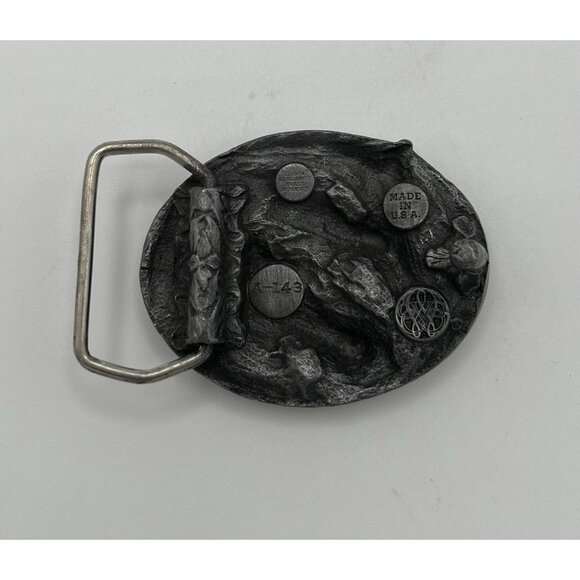 Vintage 80s Brass Bergamot Wild Horses Small Belt Buckle Western A-143 USA Made - Picture 5 of 5